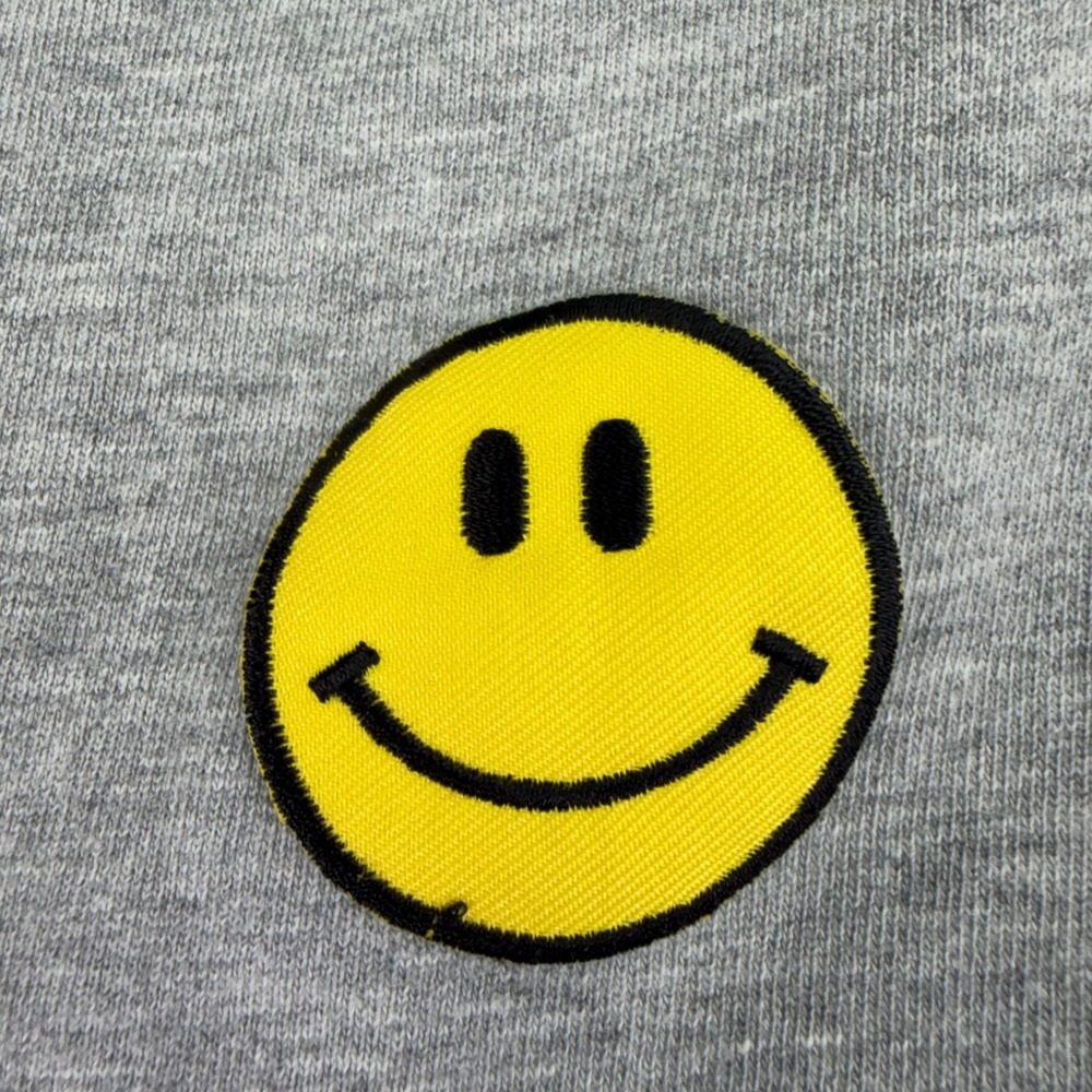 American Giant Hoodie Mens Large Grey Classic‎ Pullover Smiley Face Patch USA - Picture 3 of 14